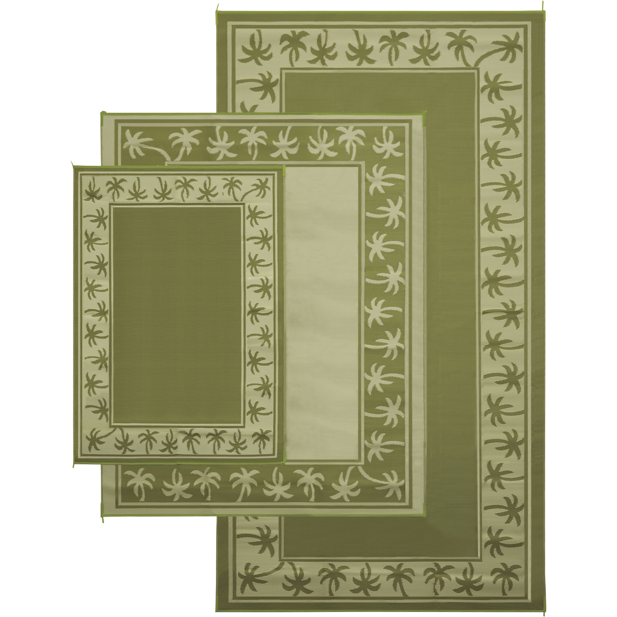 Reversible Outdoor Patio/RV Mat, 9ft. x 18ft., Tropical Print, Green